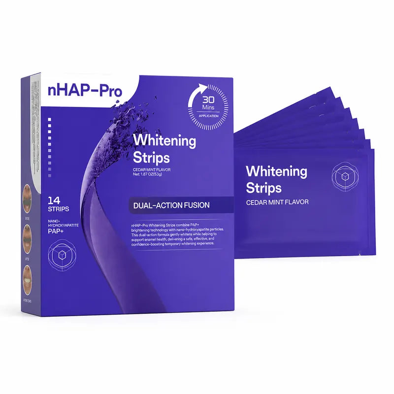 Purple Teeth Whitening Strips with Cheek Retractor – Peroxide-Free Whitening Kit