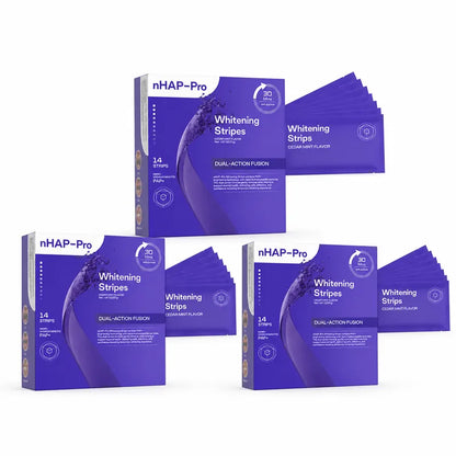Purple Teeth Whitening Strips with Cheek Retractor – Peroxide-Free Whitening Kit