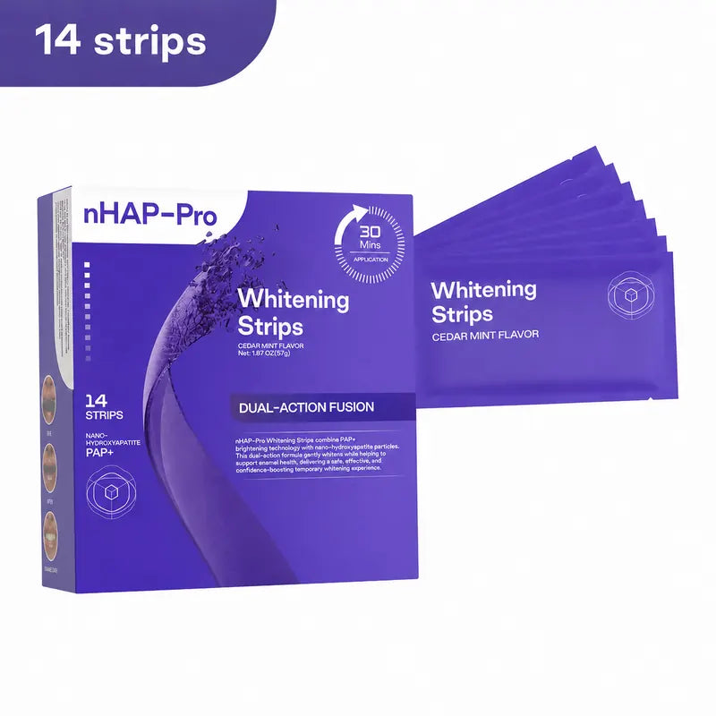 Purple Teeth Whitening Strips with Cheek Retractor – Peroxide-Free Whitening Kit